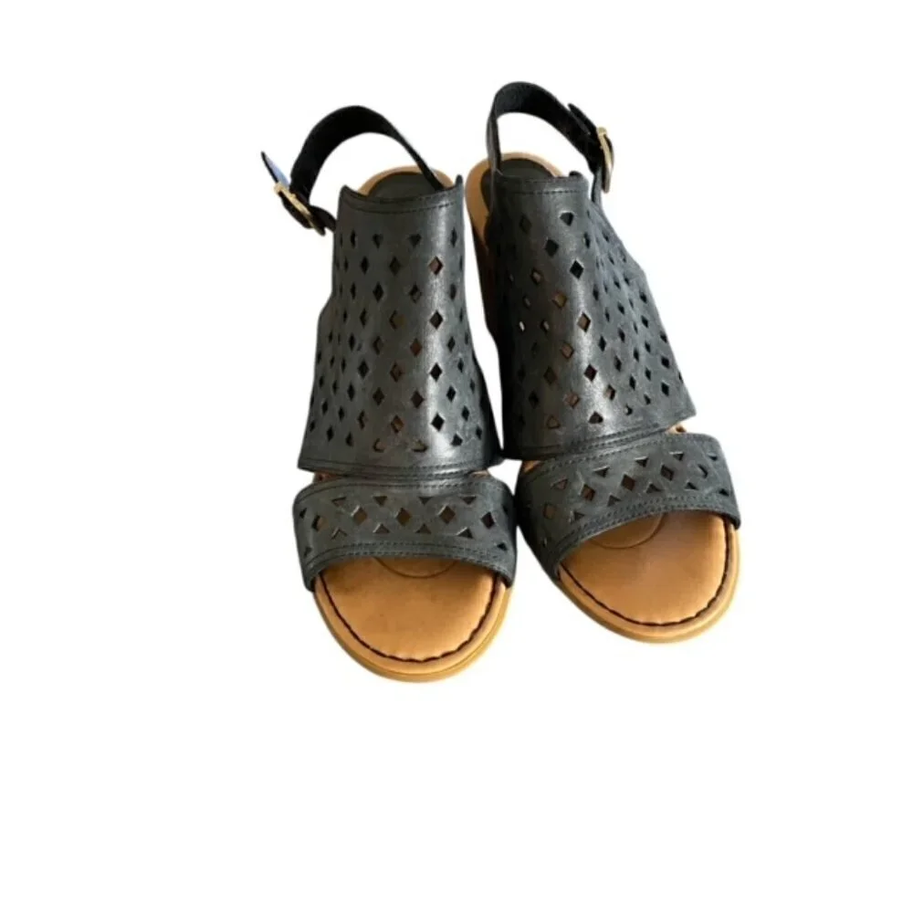 Born Havana Grey Leather Perforated Sandal 11